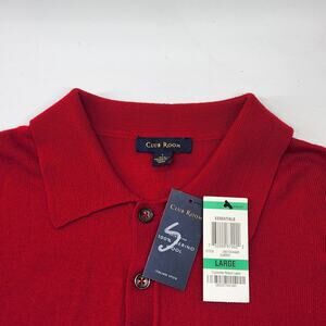 Club Room Merino Wool Long Sleeve Polo Sweater Mens Large Red Pullover Knit